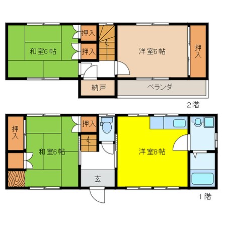 大菅北松波貸家（東棟）の物件間取画像